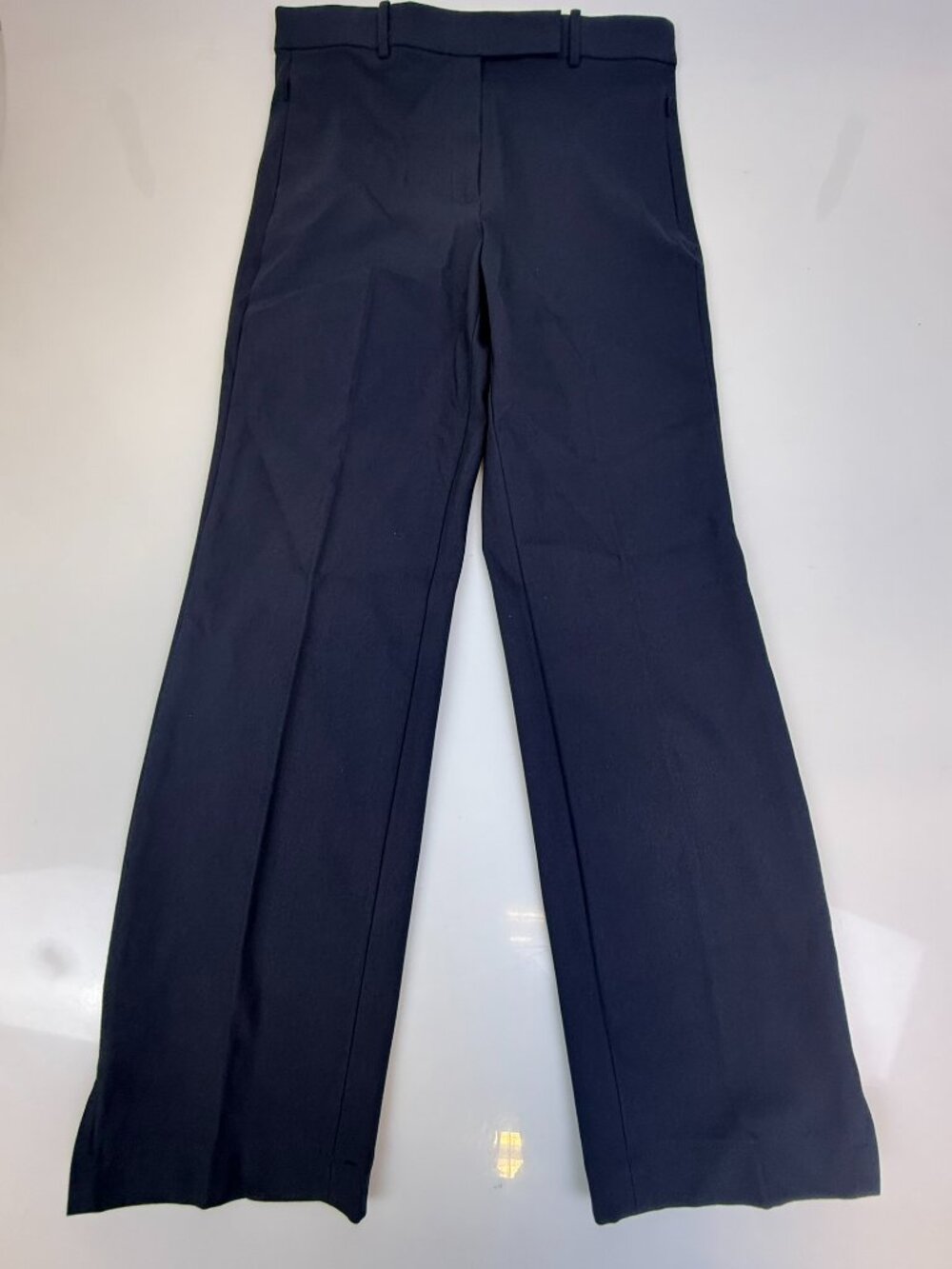 Theory Navy Blue High Side-Slit Wide-Leg Trousers J5-3